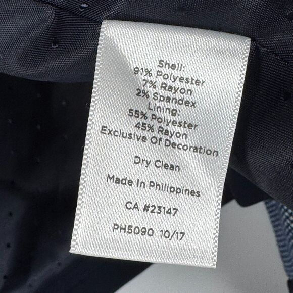 Talbots Blazer Womens 12P Blue Textured Open Front Contrast Trim Detail Jacket - Picture 13 of 13